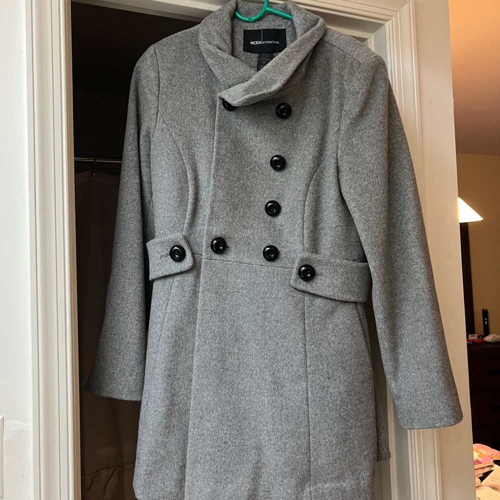 NWOT Moda International Gray Button Up Swing Coat